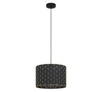 Eglo Lámpara colgante Marasales, lámpara colgante de 1 llama, lámpara colgante de textil en negro y metal en latón, lámpara de mesa de comedor, lámpara de salón colgante E27, diámetro 38 cm