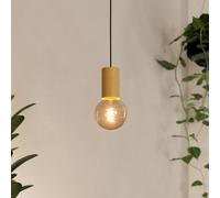 Eglo Pozueta 1 Lámpara colgante sobre mesa de comedor, casquillo E27 con cable, FSC100HB, metal en negro y madera al natural, lámpara colgante con cable, Ø 6,5 cm