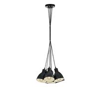 Eglo lámpara colgante Priddy, 7 llamas lámpara colgante vintage de diseño industrial, lámpara colgante retro de acero, color negro, blanco, casquillo E27