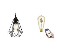 Eglo Lámpara colgante TARBES, lámpara de suspensión vintage con 1 bombilla de estilo retro connect.Z Smart Home bombilla LED E27, ST64, ZigBee