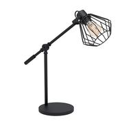 Eglo Lámpara de mesa Tabillano 1, lámpara de mesa vintage industrial retro | de una luz, lámpara de noche de acero, lámpara para salón en negro, lámpara con interruptor, casquillo E27