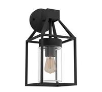 Eglo Lámpara de pared exterior Trecate, 1 luz, aplique de acero galvanizado | color negro, vidrio transparente, casquillo E27, IP44