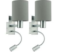 Eglo lámpara de pared Pasteri, aplique textil para dormitorio con luz LED (Paquete de 2)