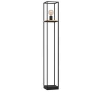 Eglo lámpara de pie Libertad, de luz única, iluminación de pie de metal en negro y madera al natural, con interruptor de paso, casquillo E27
