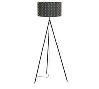 Eglo Lámpara de pie Marasales, lámpara de pie de 1 llama, lámpara de pie de textil y metal en negro, latón, lámpara de salón, lámpara con interruptor de paso, E27