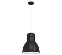 Eglo lámpara de suspensión Ebury, de luz única industrial, skandi, iluminación de metal en negro, blanco, luz de salón colgante, casquillo E27