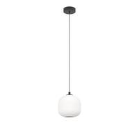 Eglo Lámpara de suspensión Mantunalle, luminaria de metal en negro y vidrio en blanco, luz de comedor, pendiente con casquillo E27, Ø 20 cm