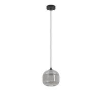Eglo Lámpara de suspensión Mantunalle, luminaria de metal en negro | y vidrio vaporizado en negro-transparente, luz de comedor, pendiente con casquillo E27, Ø 20 cm