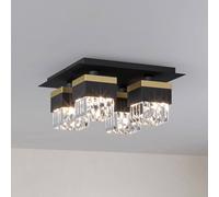 EGLO Lámpara de techo Barrancas, negro/oro, cristal