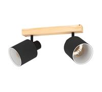 EGLO Batallas downlight de techo, longitud 30 cm, negro/madera, 2 luces.