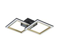 Eglo Lámpara de techo LED Calliera, regulable por niveles, para salón, metal y plástico negro y latón, luz cálida, 31 x 52,5 cm