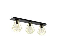 Eglo lámpara de techo Tarbes 2, de 3 luces, iluminación de salón de metal en negro, latón, luz de dormitorio, casquillo E27, L 77 cm