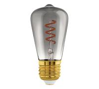 Eglo Lámpara E27 regulable, bombilla LED espiral, luz decorativa vintage negro-transparente con diseño retro, 4 vatios, 100 lúmenes, luz cálida, 2000K, bombilla Edison ST48, Ø 4,8 cm