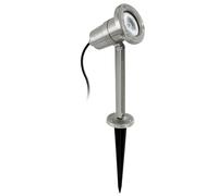 Eglo Lámpara exterior con punta de tierra Spinetoli, lámpara de jardin de 1 foco, lámpara de punta de tierra de acero inoxidable, color plata, portalámparas GU10, IP54