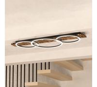 Eglo Plafón LED Boyal, 37,5 W, 101×40×9,5 cm, Madera/Claro, Blanco cálido, 3 luces