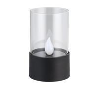 EGLO Lámpara solar de mesa para exterior Z_Solar, artefacto | con efecto llama, plástico negro con cilindro de vidrio, luz cálida, 14 cm