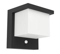Eglo lámpara solar de pared exterior Frigento, 700 lúmenes, artefacto con sensor de movimiento, LED, plástico negro-blanco, luz cálida, IP44