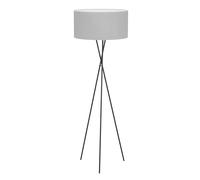 Eglo lámpara trípode de pie Fondachelli, luminaria de piso de metal | en negro y textil en gris, luminaria de sala con interruptor, bombilla con casquillo E27