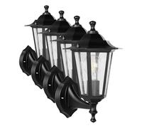 Eglo Laterna 4 Lámpara de pared para exterior de 1 foco, luz de pared de aluminio fundido en negro y cristal transparente, casquillo E27, IP44 (Paquete de 4)