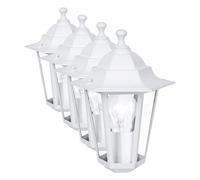 Eglo Laterna 5 Lámpara de pedestal para exterior, luz de exterior de 1 foco, lámpara de pedestal de fundición de aluminio y cristal, color: blanco, casquillo: E27, IP44 (Paquete de 4)