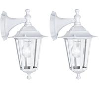 Eglo Laterna 5 Lámpara de pie de exterior de 1 foco, lámpara de pie de fundición de aluminio y cristal, color: blanco, casquillo: E27, IP44 (Paquete de 2)
