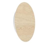Eglo LED Alamilo Aplique de pared, lámpara redonda de pared para interiores, aplique con luz indirecta, madera al natural y metal en blanco, aplique para salón y pasillo, blanco cálido