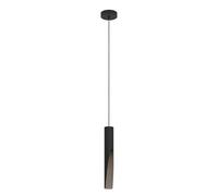 EGLO LED Barbotto, Lámpara colgante sobre mesa de comedor con iluminación indirecta, de metal negro negro y símil madera, con bombilla GU10, blanco cálido, certificado FSC