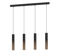 EGLO Lámpara colgante LED Barbotto negro/roble, 4 luces