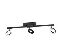 Eglo LED Cardillio 2, 2 focos de techo, lámpara de 3 luces con focos orientables, luminaria de plástico y metal en negro, reflector blanco cálido