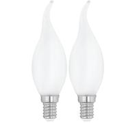 Eglo LED E14, bombilla color lechoso en forma de vela, 4 vatios (equivalente a 40 vatios), 470 lúmenes, luz de vela blanco cálido, 2700k, bulbo CF35, Ø 3,5 cm (Paquete de 2)