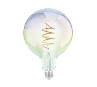 Eglo LED E27 de colores, bombilla grande de colores brillantes, foco globo | en colores del arco iris, 3 vatios, luminaria blanco cálido, 2200k, G150, Ø 15 cm