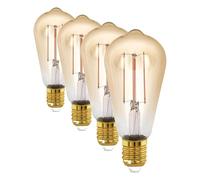 Eglo LED E27 regulable, bombilla Golden Vintage, luz para iluminación retro, 4 vatios (equivalente a 28 vatios), 300 lúmenes, blanco cálido, 1700k, Edison ST64, Ø 6,4 cm (Paquete de 4)