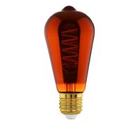 Eglo LED E27 regulable, LED en espiral, bombilla vintage de cobre en diseño retro, 4 vatios, 30 lúmenes, blanco cálido, 2000k, foco Edison ST64, Ø 6,4 cm