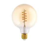 Eglo LED E27 regulable, LED espiral Globo, bombilla vintage ámbar para iluminación, 4 vatios (equivalente a 25 vatios), 245 lúmenes, blanco cálido, 2000k, foco Edison G125, Ø 12,5 cm