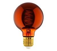 Eglo LED E27 regulable, LED espiral Globo, bombilla vintage de cobre en diseño retro, 4 vatios, 30 lúmenes, blanco cálido, 2000k, foco Edison G80, Ø 8 cm