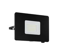 Eglo LED foco de exterior Faedo 3, 1 luz de exterior de llama, foco de pared de aluminio, color: negro, cristal: transparente, 50 vatios, IP65