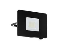 Eglo LED foco de exterior Faedo 3, 1 luz de llama de exterior, foco de pared de aluminio, color: negro, cristal: transparente, 30 vatios, IP65