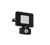 Eglo LED foco exterior Faedo 3, 1 luz exterior de llama in etector de movimiento, foco de pared con sensor de aluminio, color: negro, cristal: transparente, 10 W, IP44
