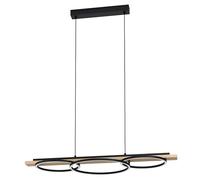 Eglo LED lámpara colgante Boyal de 3 llamas regulable, lámpara colgante | de metal, madera, plástico, lámpara de mesa de comedor en negro, marrón, blanco, lámpara de salón