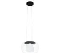 Eglo LED lámpara colgante Briaglia-c, candil regulable para comedor, luz pendiente Smart Home, bola de cristal con tubo satinado, metal en negro, blanco cálido-blanco frío, RGB