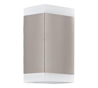 Eglo LED Lámpara de pared al aire libre Carpinera, 2 Llama Luz Al Aire Libre, Luz cuadrada de acero inoxidable y plástico en blanco, LED Lámpara Al Aire Libre Cálido Blanco, GU10, IP44