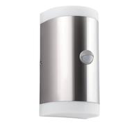 Eglo LED Lámpara de pared al aire libre Carpinera, 2 Llama Luz con detector de movimiento, sensor de anochecer, Curvada de acero inoxidable, plástico, blanco, LLámpara Cálida blanca, GU10, IP44