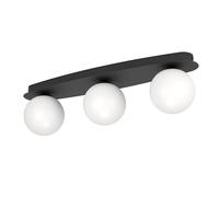 Eglo LED lámpara de pared Castrivido, aplique baño 3 luces, iluminación | de pared para baño, metal negro con globo de cristal blanco, incluye bombilla G9 luz cálida, IP44