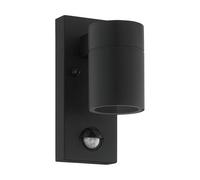 Eglo LED lámpara de pared de exterior Riga 5, lámpara de exterior | con detector de movimiento, sensor crepuscular, acero galvanizado en negro, cristal en transparente, blanco cálido, GU10