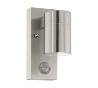Eglo LED lámpara de pared de exterior Riga 5, lámpara de exterior | con detector de movimiento, sensor crepuscular, acero inoxidable, cristal transparente, blanco cálido, GU10, IP44
