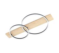 Eglo LED lámpara de techo Boyal, iluminación, de 2 luces de madera | metal e plástico, luz de salón en la naturaleza, negro e blanco, L 78 cm