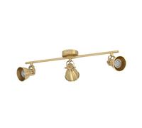 Eglo Lámpara de techo Seras – 3 focos giratorios LED GU10, latón cepillado y oro, blanco cálido