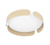 Eglo LED lámpara de techo Valcasotto, lámpara de techo | de 1 llama minimalista, lámpara de salón de metal con aspecto de madera, plástico en blanco, lámpara de dormitorio LED blanco