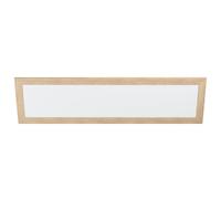 Eglo LED panel Piglionasso, con marco decorativo de madera, lámpara | de techo de madera en color marrón claro, iluminación de cocina, luz de oficina, L 124,5 cm
