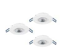 Eglo LED Zujar Juego de 3 focos empotrables, focos para techo | de plástico blanco, blanco cálido, Ø 8,5